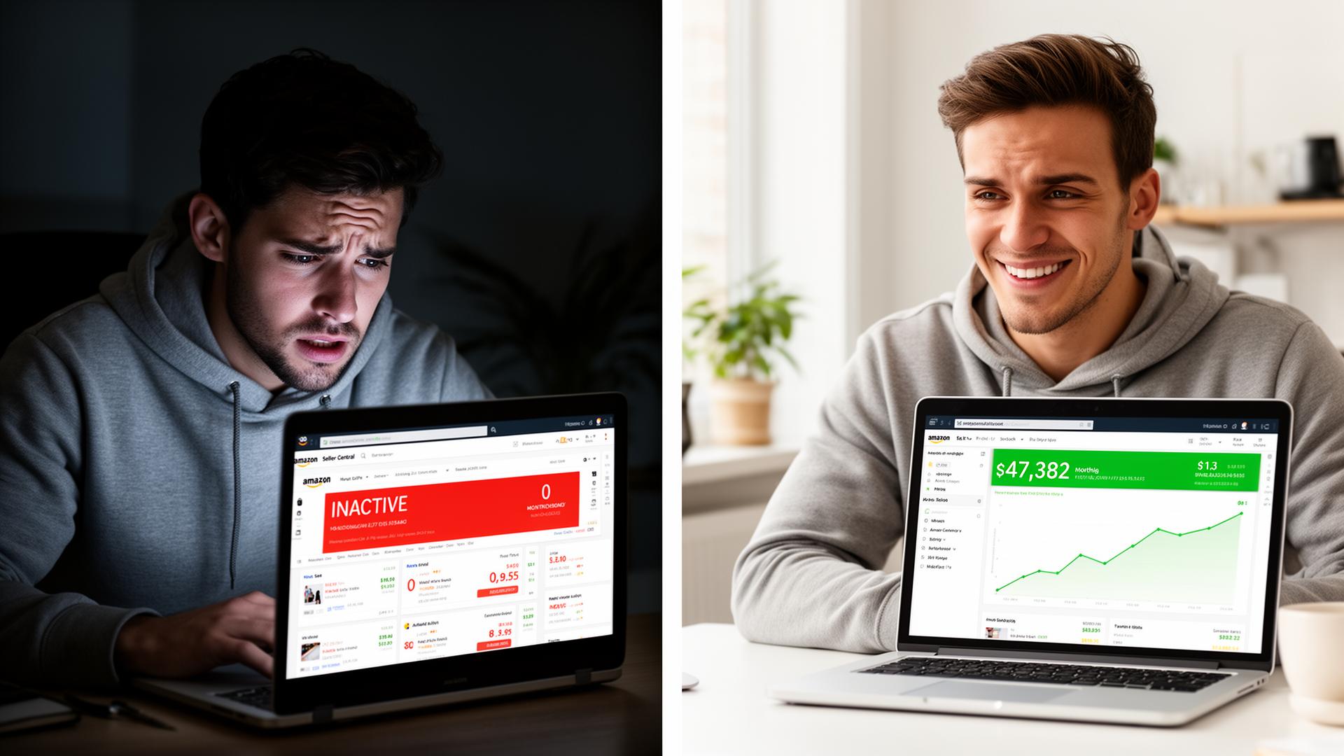 Shopify seller: 3,000 products Inactive on Amazon (before) → All Active and selling with SellerApex (after)